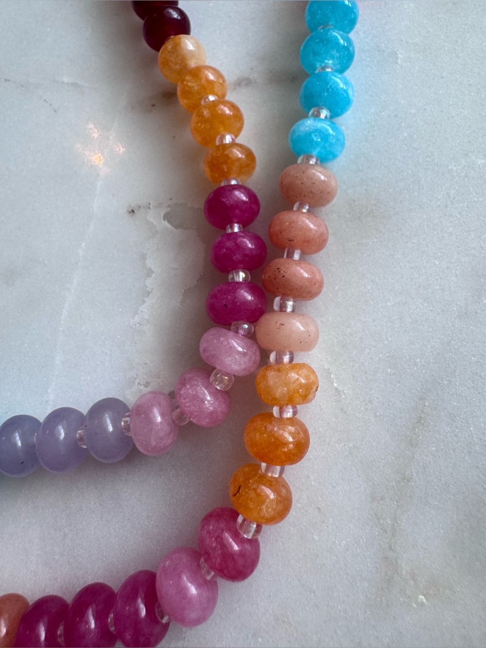 Colorful Multistone Bead Necklace with Gold Clasp - Picture 2 of 5